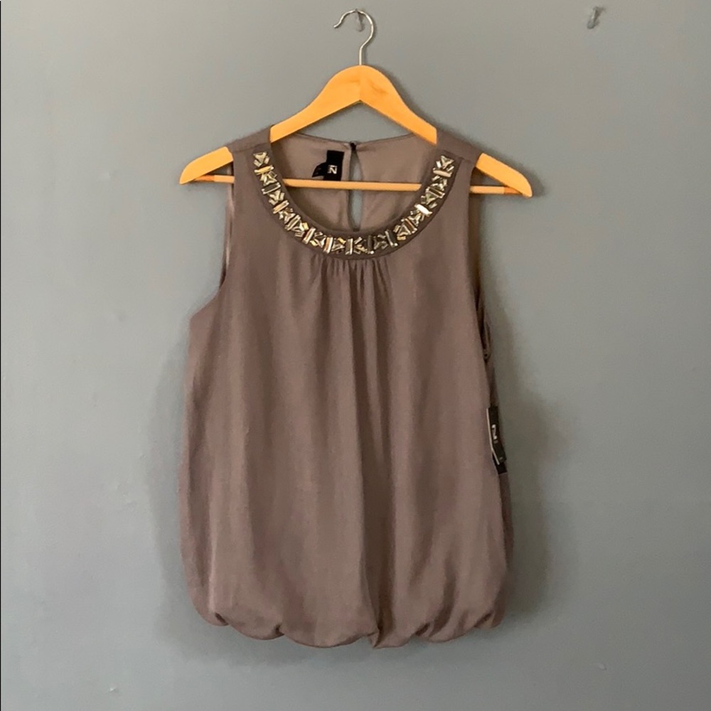 Iz Buyer Gray Shimmer Tank Blouse
